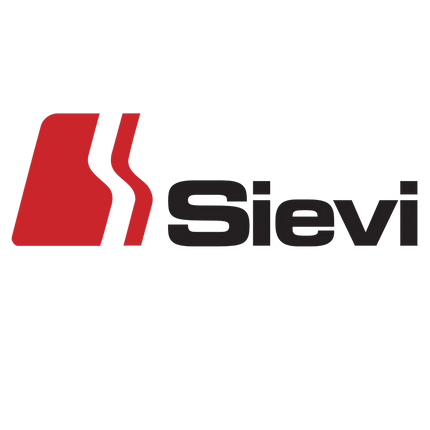 Sievi Logo: Rotes, stilisiertes S-Symbol neben schwarzem "Sievi" Schriftzug.