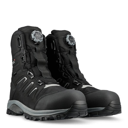 BRYNJE 101601 Arctic S7L Sicherheitsstiefel in Schwarz mit BOA® Fit System, TPU ProNose und Reflexdetails.