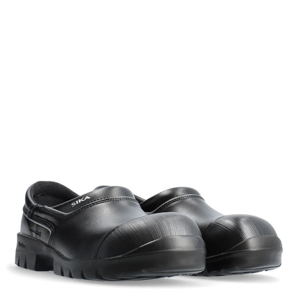 Schwarzer SIKA Proflex S3L Sicherheitsclog aus Permair® Leder mit Pronose und rutschhemmender Sohle.