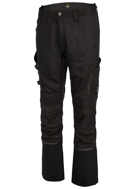 Hans Schäfer Bundhose Artemis in Schwarz mit Cordura Kniepolsertaschen und 4 Wege Stretch Seitenansicht