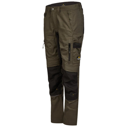 Hans Schäfer Amazone Damen Arbeitshose mit Stretch und Cordura Kniepolstertasche in Oliv