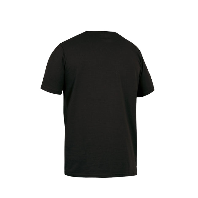 Rückansicht des schwarzen Leibwächter Rundhals T-Shirts Tom aus Single-Jersey-Mischgewebe.
