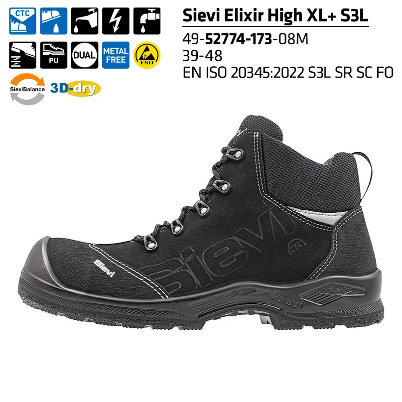 Extra breiter S3L Sicherheitsstiefel Sievi Elixir XL+ mit extra Dämpfung