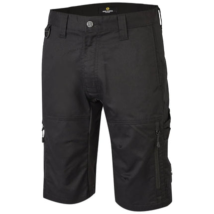 Schwarze Hans Schäfer Apollon Arbeitsshorts mit Reißverschlüssen, D-Ring und verstärkten Taschen.