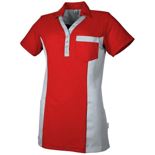 teamdress Polokasack für Damen im Pflegebereich in Rot Grau