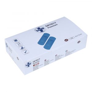 100 Blaue FAPLAST Detect Premium Pflaster im Format 2,5 x 7,2cm