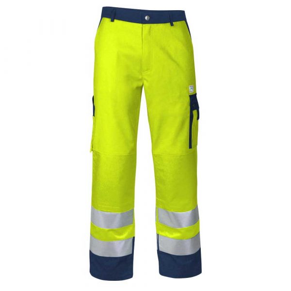 teamdress Warnschutzbundhose in Warngelb mit Marine