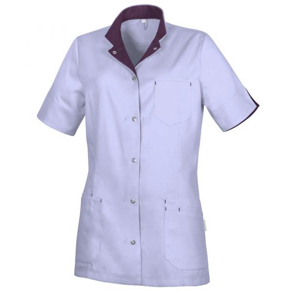 Geknöpfter Damenkasack von teamdress für den Gesundheitsbereich oder als Praxiskleidung in der Farbe Lila Lavendel