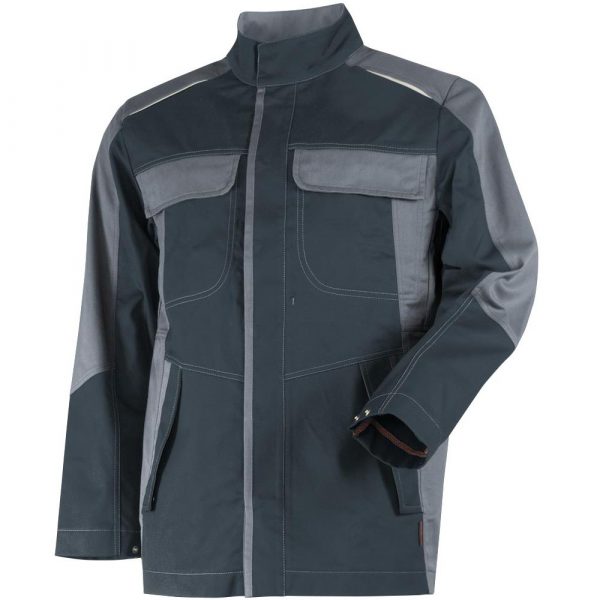 teamdress ecoRover Safety Plus Multinorm Arbeitsjacke mit Störlichtbogenklasse 2 und Chemikalienschutz in Schwarz Grau
