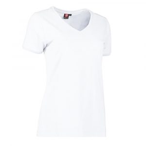Industriewäschegeeignetes Pro Wear Care T-Shirt für die Pflege im Damenmodell mit V Ausschnitt in Weiß