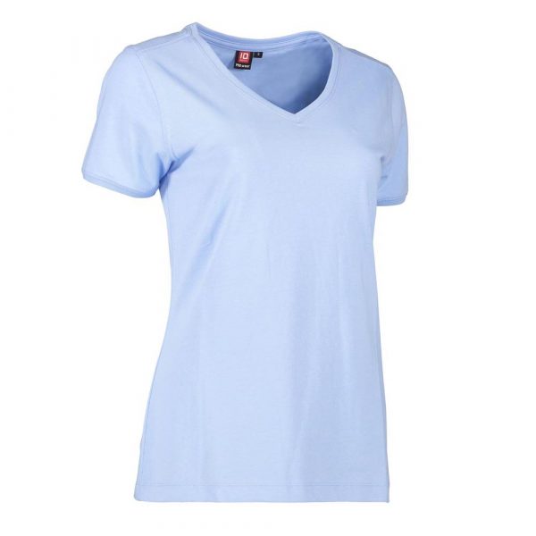 Industriewäschegeeignetes Pro Wear Care T-Shirt für die Pflege im Damenmodell mit V Ausschnitt in Hellblau