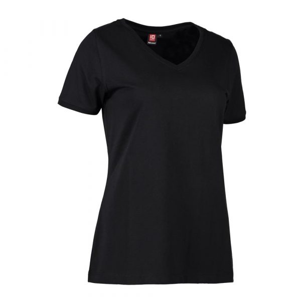 Industriewäschegeeignetes Pro Wear Care T-Shirt für die Pflege im Damenmodell mit V Ausschnitt in Schwarz