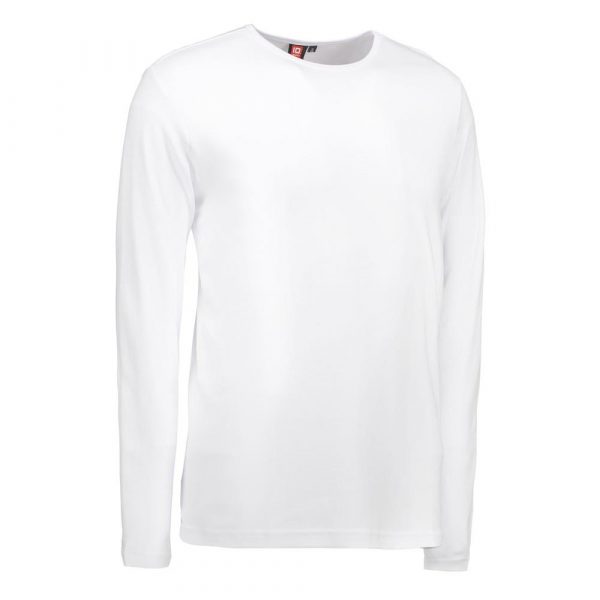 ID Interlock Langarm T-Shirt für Herren und Frauen in Weiß