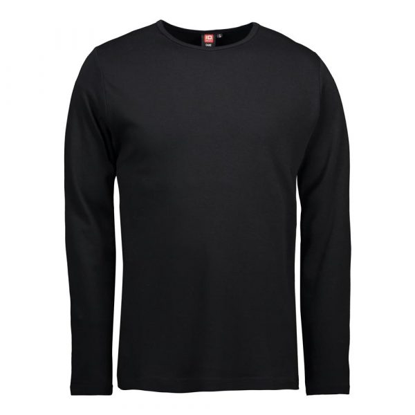 ID Interlock Langarm T-Shirt für Herren und Frauen in Schwarz