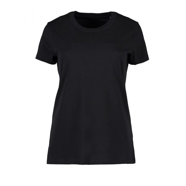 Bio O Neck T-Shirt für Frauen in Schwarz. Nachhaltig für privat Personen & Arbeitskleidung