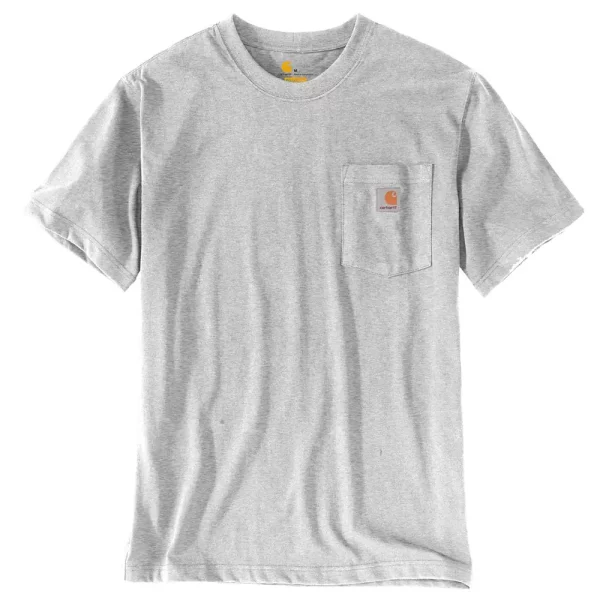 Carhartt T-Shirt in Heather Gray mit Relaxed Fit und Logo Aufstick auf der Brusttasche